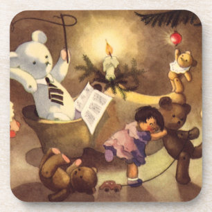 Dessous-de-verre Jouets de Noël Vintage, Poupées dansantes, Nounour