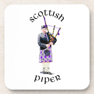 Dessous-de-verre Joueur de cornemuse écossais - Tartan violet