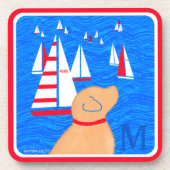 Dessous-de-verre Jour Regatta Jaune Chien Jaune Ensemble de Dessous (Devant)