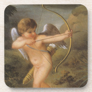 Dessous-de-verre Jour vintage des Valentines, Cupidé avec Bow et Fl