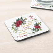 Dessous-de-verre Joy Love Peace Poinsettia Noël (Côté gauche)