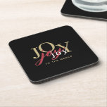 Dessous-de-verre Joy to the World Festive Typographie Noir<br><div class="desc">Dessous de verre festif de bar de vacances pour la saison de Noël, ce design de typographie Joy to the World a le mot joie épelé en trois couleurs différentes en utilisant différents styles de police et couleurs pour créer une spin moderne sur une carol de Noël classique. L'arrière -...</div>