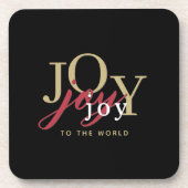 Dessous-de-verre Joy to the World Festive Typographie Noir (Devant)