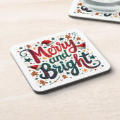 Dessous-de-verre Joyeuse et brillante couleur Festif Typographie ré (Côté gauche)