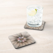 Dessous-de-verre Joyeuse Fleur Abstrait Beige Brown Floral Fractal (Côté Droit)