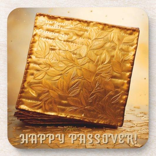 Dessous-de-verre Joyeuse Pâque ! Matza d'or (Devant)