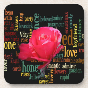 Dessous-de-verre Joyeuse Saint-Valentin avec de belles roses rouges