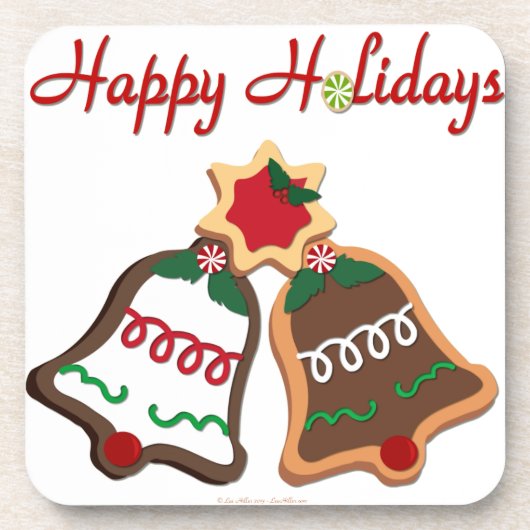 Dessous-de-verre Joyeuses Fêtes Cloches de Biscuit de Noël (Devant)