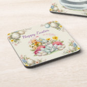 Dessous-de-verre Joyeuses Pâques Lapin aquarelle mignon  (Côté gauche)