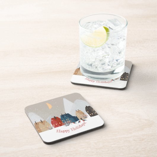 Dessous-de-verre Joyeuses vacances Pays Village Primitif Hiver (Côté Droit)