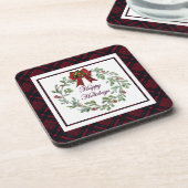 Dessous-de-verre Joyeuses Vacances Rouge Plaid (Côté gauche)