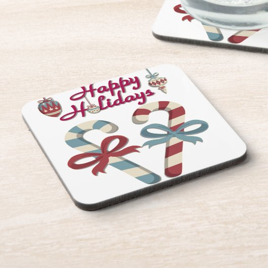 Dessous-de-verre Joyeuses vacances Sucre de canne coeur (Côté gauche)