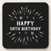 Dessous-de-verre Joyeux 50e anniversaire feux d'artifice Black Whit (Devant)