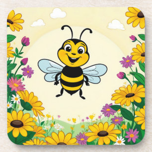 Dessous-de-verre Joyeux Abeille En Fleurs Colorées