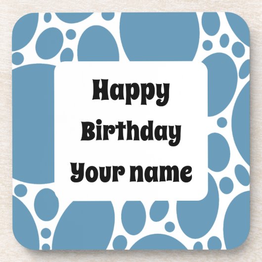 Dessous-de-verre Joyeux anniversaire, motif bleu (Devant)