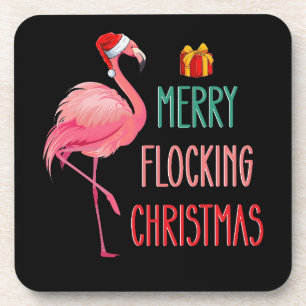 Dessous-de-verre Joyeux flocage Noël Funny Flamant rose Vacances