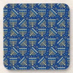 Dessous-de-verre Joyeux Hanoukka Etoile juive Menorah Bleu Chanukah