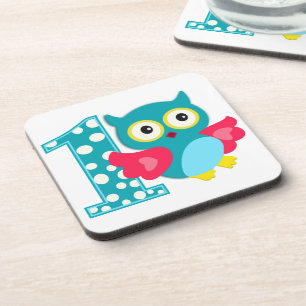 Dessous-de-verre Joyeux hibou pour le premier anniversaire