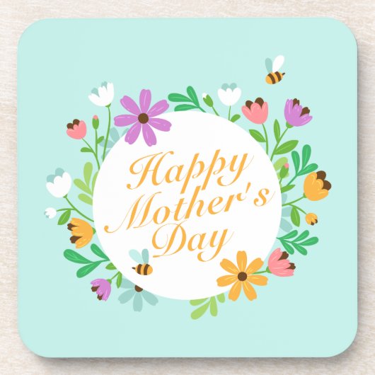 Dessous-de-verre Joyeux Joyeux Fête des Mères Fleur Wreath | DESSOU (Devant)