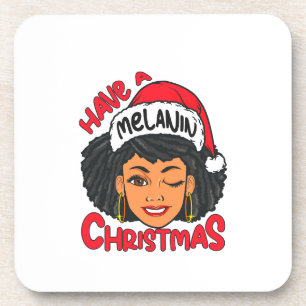 Dessous-de-verre Joyeux Melanin Noël Joyeux X mas Black Sista