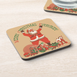 Dessous-de-verre Joyeux Noël à tous ! Père Noël vintage