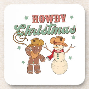 Dessous-de-verre Joyeux Noël Cowboy Groovy Bonhomme de Neige Wester