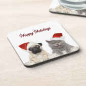 Dessous-de-verre Joyeux Noël de chat et chien (Côté gauche)