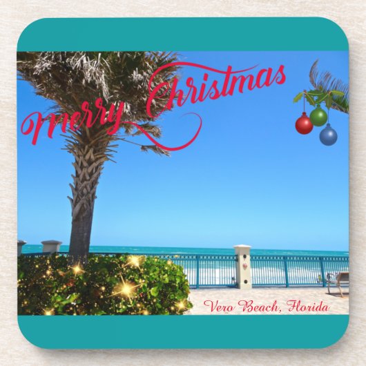 Dessous-de-verre Joyeux Noël de Vero Beach Floride Oceanfront (Devant)
