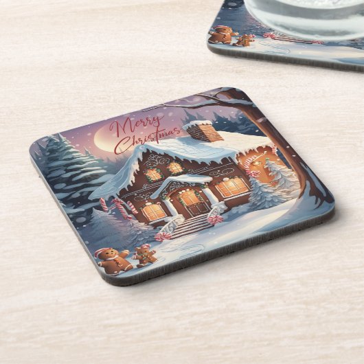 Dessous-de-verre Joyeux Noël Gingerbread Maison de vacances (Côté gauche)