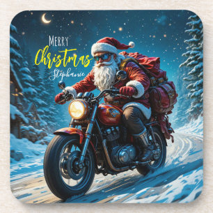 Dessous-de-verre Joyeux Noël Père Noël à moto