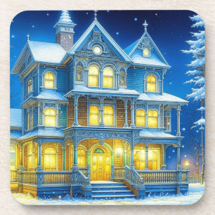 Dessous-de-verre Joyeux Noël Pretty Blue Maison de Noël