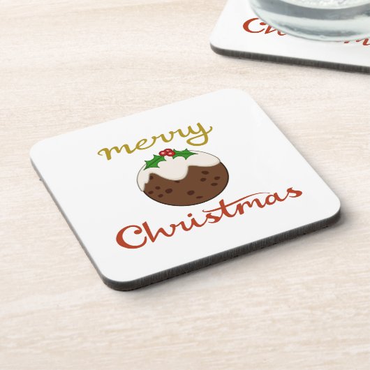 Dessous-de-verre Joyeux Noël+Pudding Design (Côté gauche)