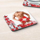 Dessous-de-verre Joyeux Noël SlipperyJoe cadeau blanc rouge argent (Côté gauche)