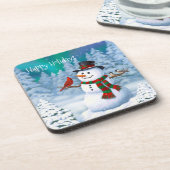Dessous-de-verre Joyeux Noël Snowman & Birds Winter Scene (Côté gauche)