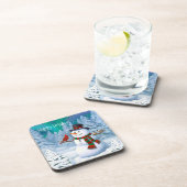 Dessous-de-verre Joyeux Noël Snowman & Birds Winter Scene (Côté Droit)