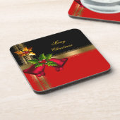 Dessous-de-verre Joyeux Noël Vacances Red Bells Black Gold (Côté gauche)