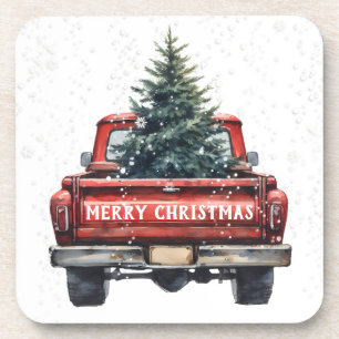 Dessous-de-verre Joyeux Noël vintage Camion Rouge