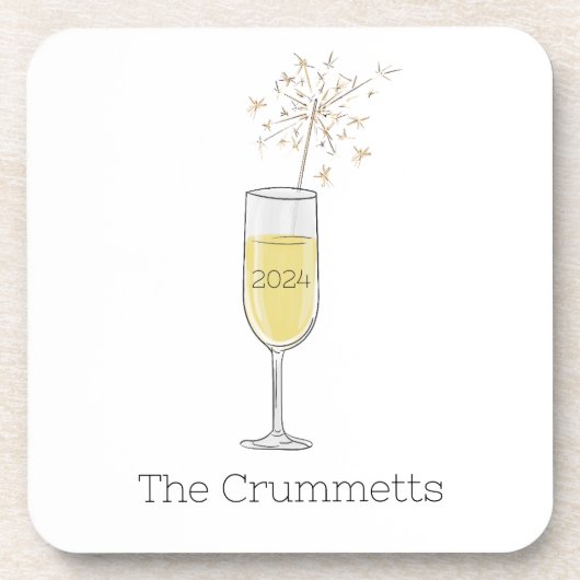 Dessous-de-verre Joyeux Nouvel An Fête Champagne Custom (Devant)
