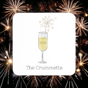 Dessous-de-verre Joyeux Nouvel An Fête Champagne Custom