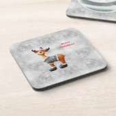 Dessous-de-verre Joyeux orignal de Noël portant un casquette (Côté gauche)