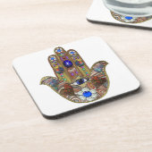 Dessous-de-verre Judaica Hamsa Coeurs Fleurs Opal Art Imprimer (Côté gauche)