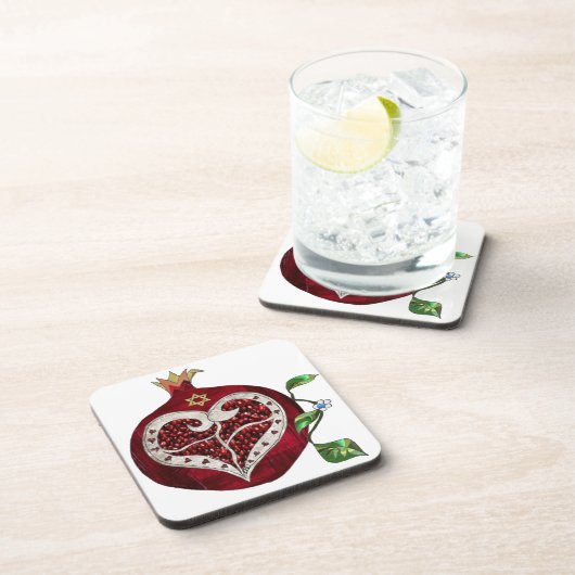 Dessous-de-verre Judaica Pomegranate Heart Hanoukka Rosh Hashanah (Côté Droit)
