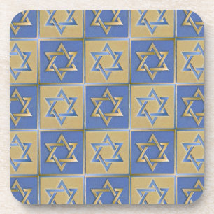 Dessous-de-verre Judaica Star de David Metal Gold Blue