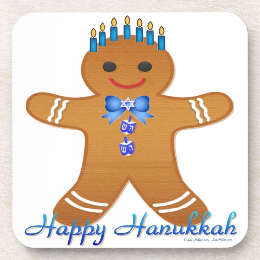 Dessous-de-verre Judaïque Hanoukka Gingerbread Homme Menorah (Devant)