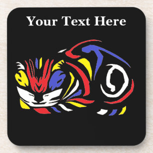 Dessous-de-verre Julie de Graag Woodcut chat (multicolore)