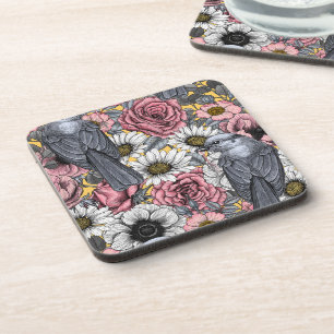 Dessous-de-verre Jus gris et fleurs