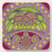 Dessous-de-verre Kaleidoscope africain violet et jaune traditionnel (Devant)