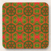 Dessous de verre Kaleidoscope orange et vert (Devant)