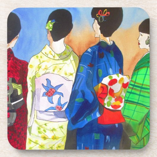 Dessous-de-verre Kimono de printemps art japonais Geisha (Devant)
