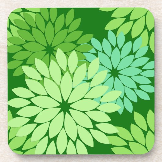 Dessous-de-verre Kimono floral moderne Impression, Vert citron (Devant)